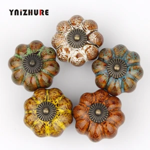 1 шт., дверные ручки в виде тыквы керамические ручки, ручка для ящикаручки для шкафацветная ручка для кухонного шкафа, мебельная фурнитура