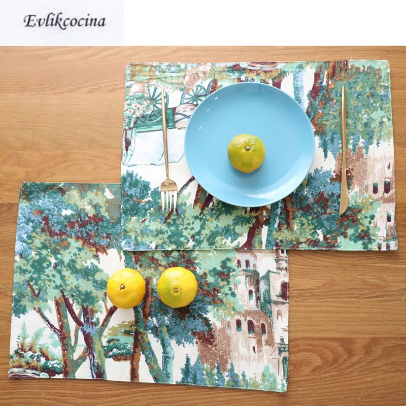 Бесплатная доставка салфетка для столового стола с зелеными растениями | Дом и