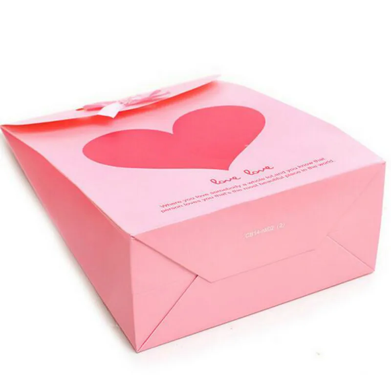 20 шт./лот Подарочная сумка из бумаги с розовым красным сердцем подарочные сумки