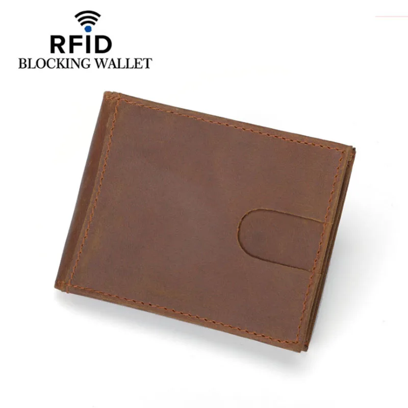Мужской тонкий бумажник с блокировкой RFID из натуральной кожи чехол для кредитных