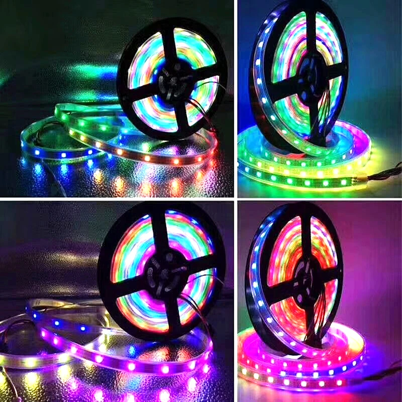 WS2811 5050 RGB Светодиодная лента 1 м/5 м 150 300 светодиодов индивидуально Адресуемая DC12V