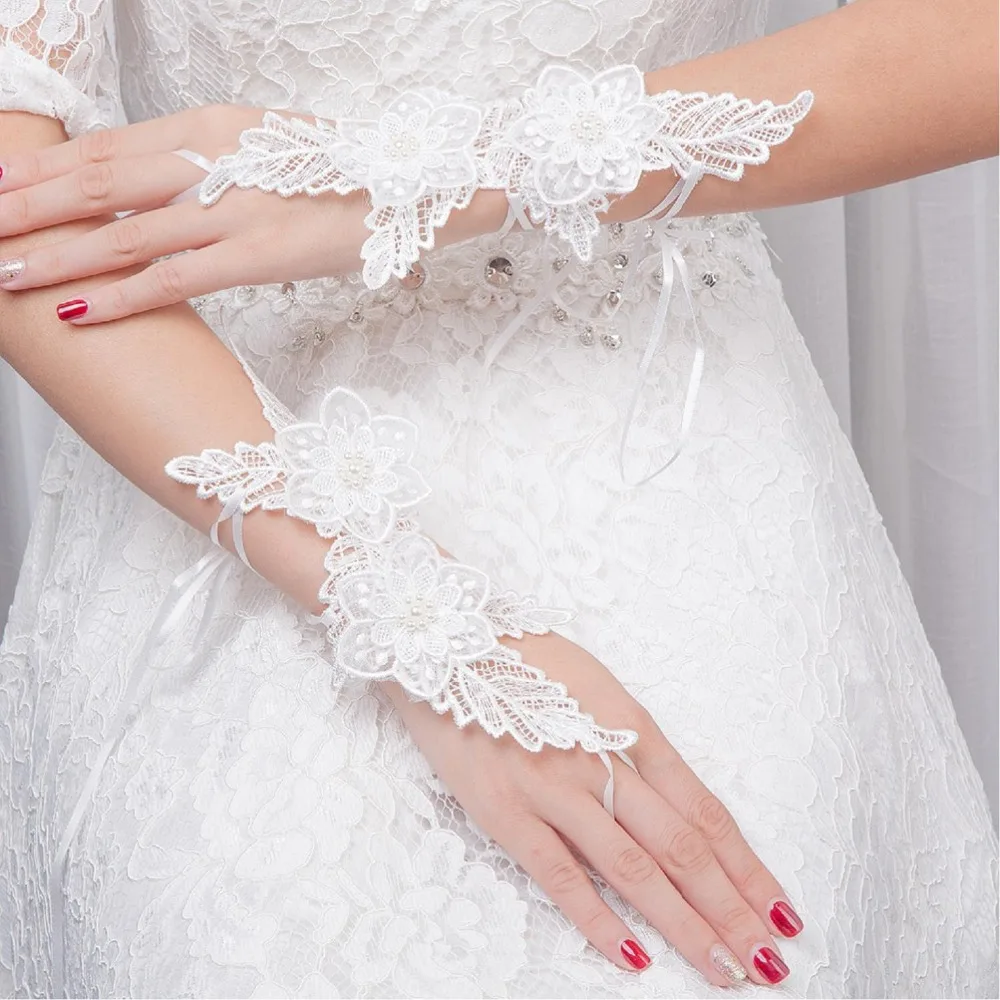 2019 новые летние белые черные свадебные перчатки на весь палец пятнистые для