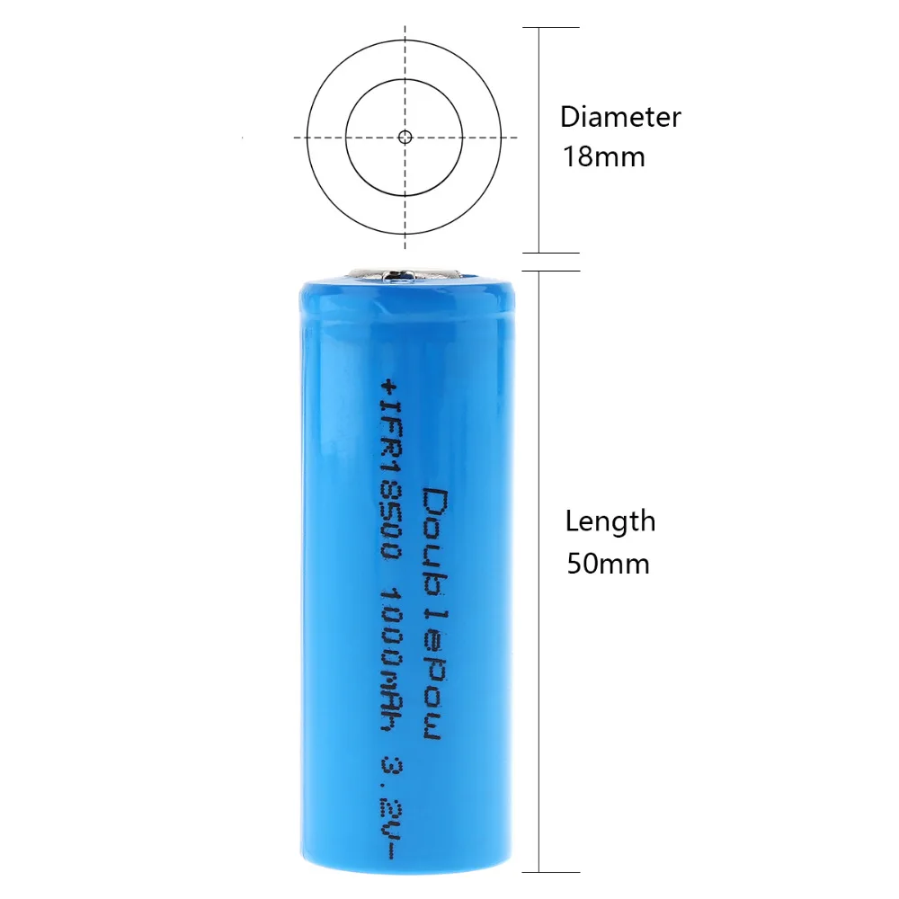 2 шт./лот doulepow 1000mAh 3 V 18500 литий-ионная аккумуляторная батарея с предохранительным