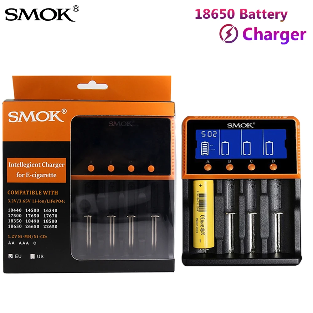 Оригинальный SMOK 18650 батарея зарядное устройство умный заряд ЖК дисплей