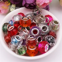 10pcs new hot cut faceted powder glitter glass crystal spacer murano beads charms fit pandora bracelet for diy jewelry making
