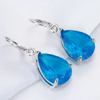 best selling blue water drop stone earrings for women fashion jewelry cubic zirconia dangle bijoux l4e428