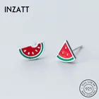 Серьги-гвоздики женские из серебра 925 пробы в форме арбуза