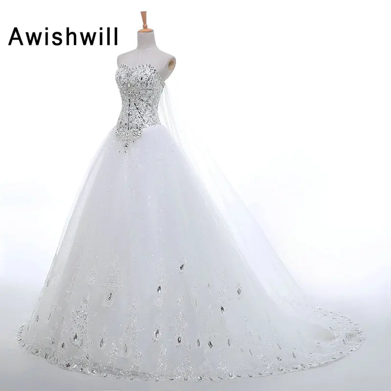 Vestido de Noiva Real Photo Sweetheart Neck Lace-up Back Beads Rhinestones Chapel Train A Line Bridal Gowns Cheap Wedding Dress | Свадьбы и