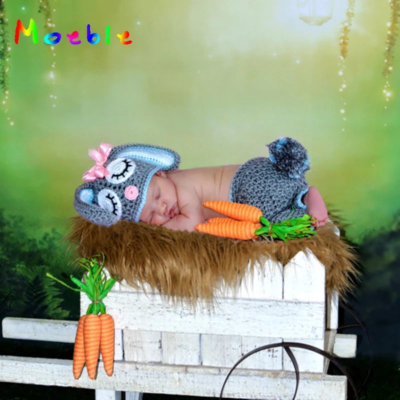 Вязаный комплект из шапки и брюк для новорожденных девочек|baby animal hats|baby girl