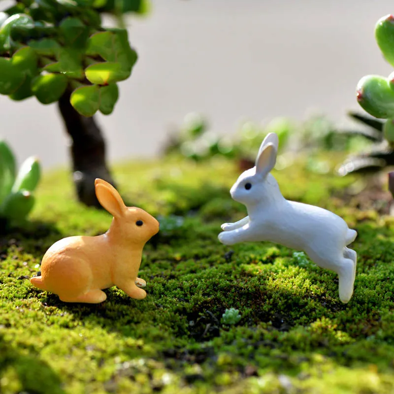 2 шт./лот милый кролик ремесло миниатюрная фигурка для домашнего декора сада