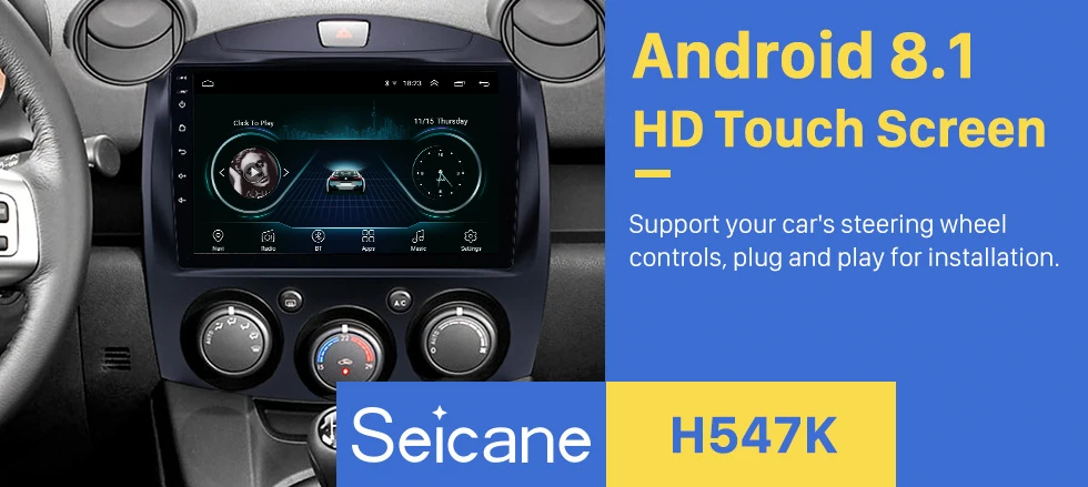 Seicane Android 8,1 2din " автомобильный радиоприемник gps навигации для MAZDA 2/Jinxiang/DE/третьего поколения 2007-2010 2011 2012 2013