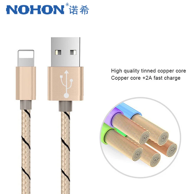 NOHON 2 шт. USB кабель передачи данных для быстрой зарядки Apple iPhone XS MAX XR X 7 6 8 6S 5S 5 Plus iPad