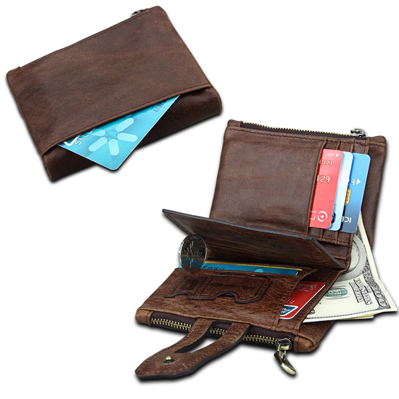 Кошелек из 100% натуральной кожи Rfid мужские кошельки кошелек для монет короткая