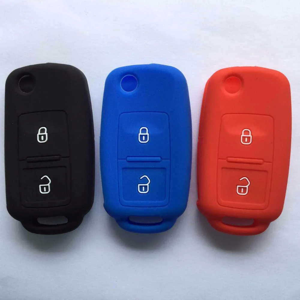 Силиконовый чехол для ключей с 2 кнопками VW Volkswagen SKODA Fabia Superb Yeti|2 button|silicone cover keykey seat