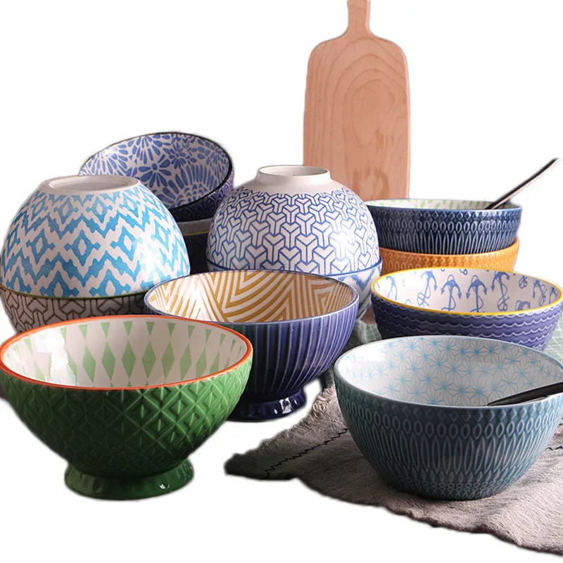 Миска для супа с ручной росписью японский салат пищевой контейнер красочные