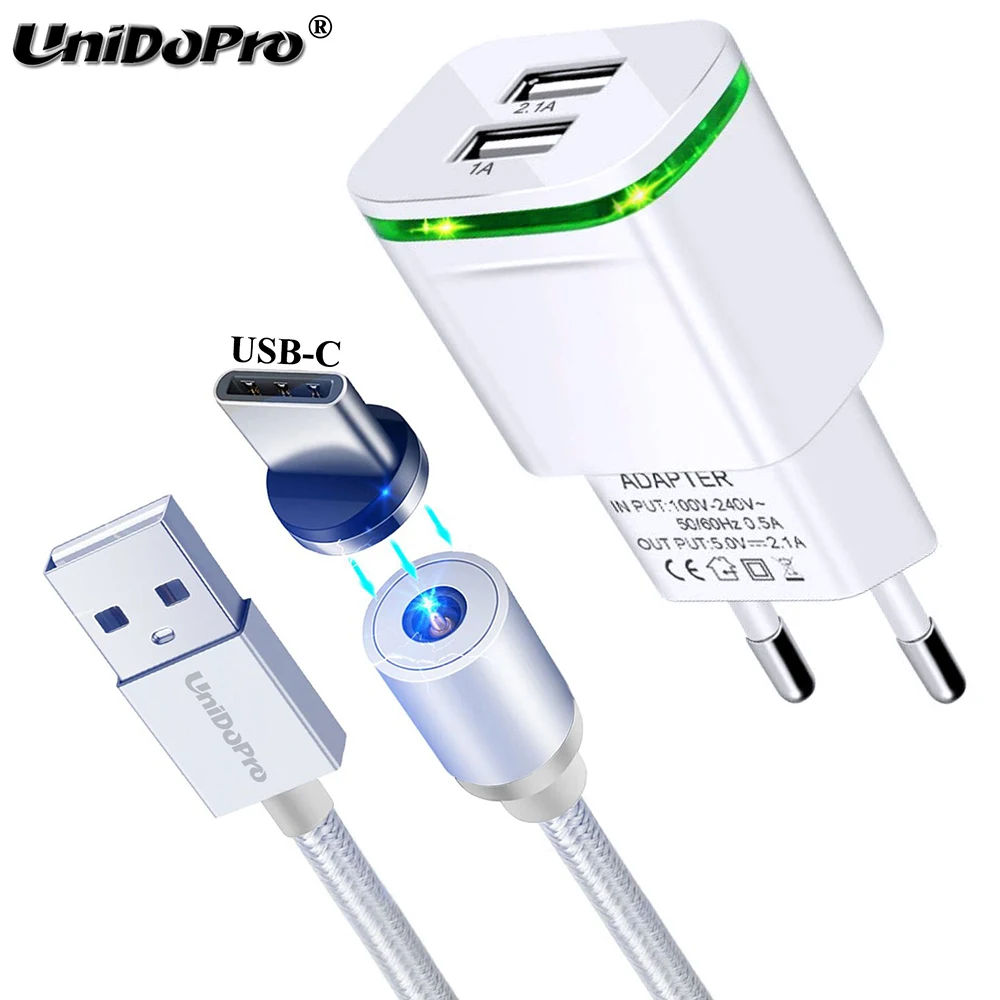 2.1A / 5V EU Евро AC зарядное устройство + 3 фута Магнитный кабель типа C для общего