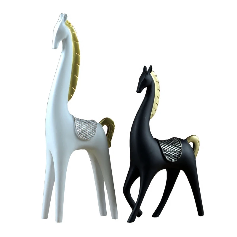 Скандинавские современные минималистичные Статуэтки из смолы для пары лошадей