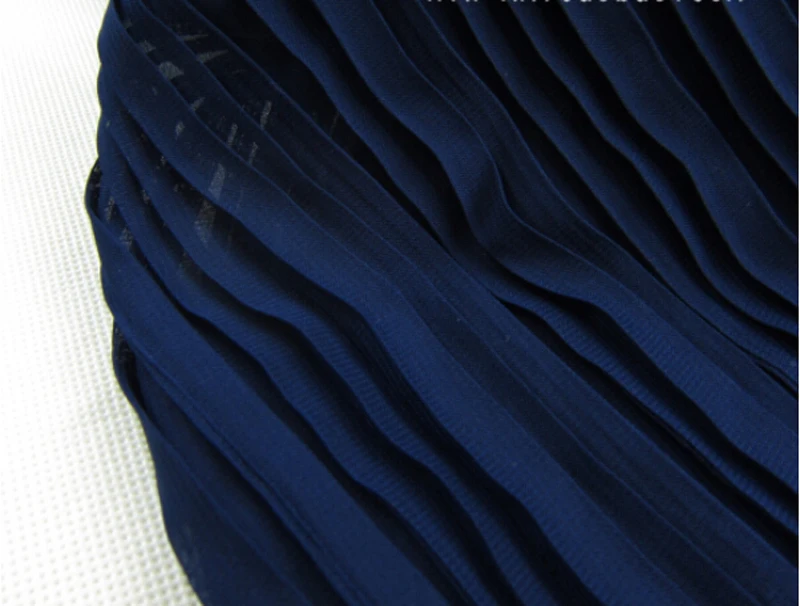 

3 Meters Width 150CM 59" 120D Dark Blue Ruffled Pleated Tulle Chiffon Lace Fabric Solid Dress Clothes Materials LS11
