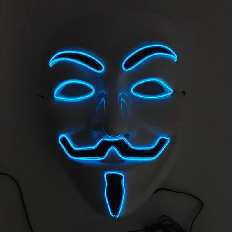 Хэллоуин VforVendetta EL маска для вечеринки флуоресцентный реквизит светящийся