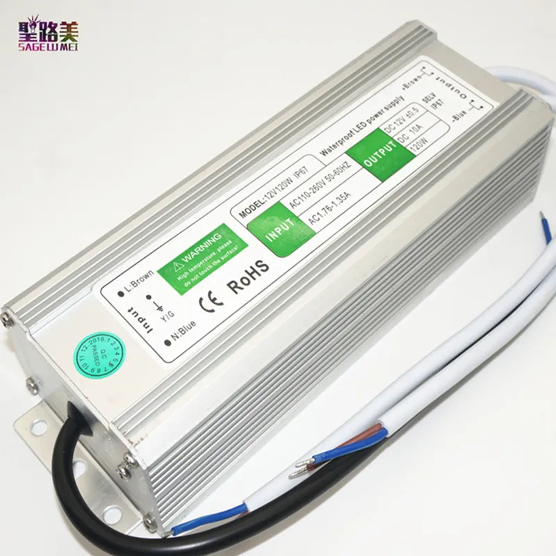 Лучшая цена 1 шт. от AC110 260 до DC12V 120 Вт IP67 водонепроницаемый электронный