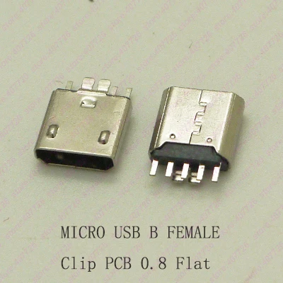 

500 шт., разъем Micro USB тип в, гнездо USB 2,0, зажим для разъема PCB 0,8, зарядный хвостовой разъем, плоский разъем