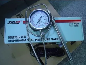 Высокая температура расплава диафрагмы манометр, Шанхай Zhaohui датчик давления, PT124Y-614-50MPa