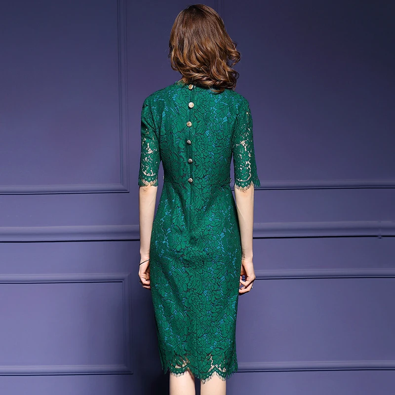Новый Для женщин осень мода Bodycon Кружева вечерние платье Элегантный Аппликации С