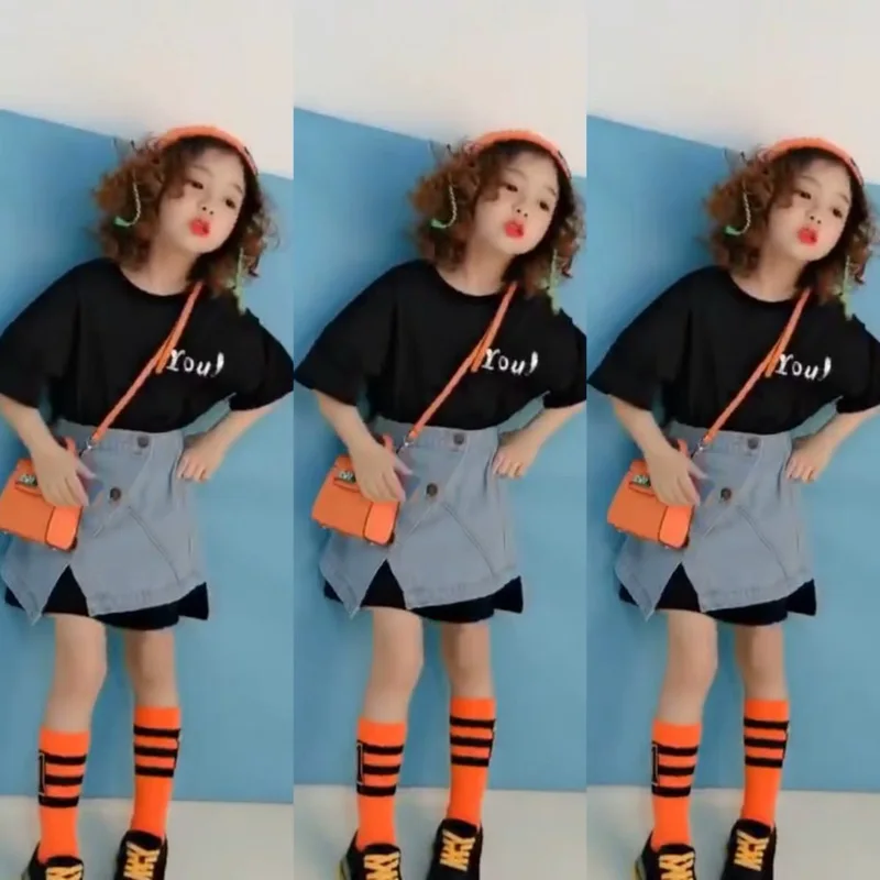 Лидер продаж Летний Новый женский топ с коротким рукавом и джинсовая юбка