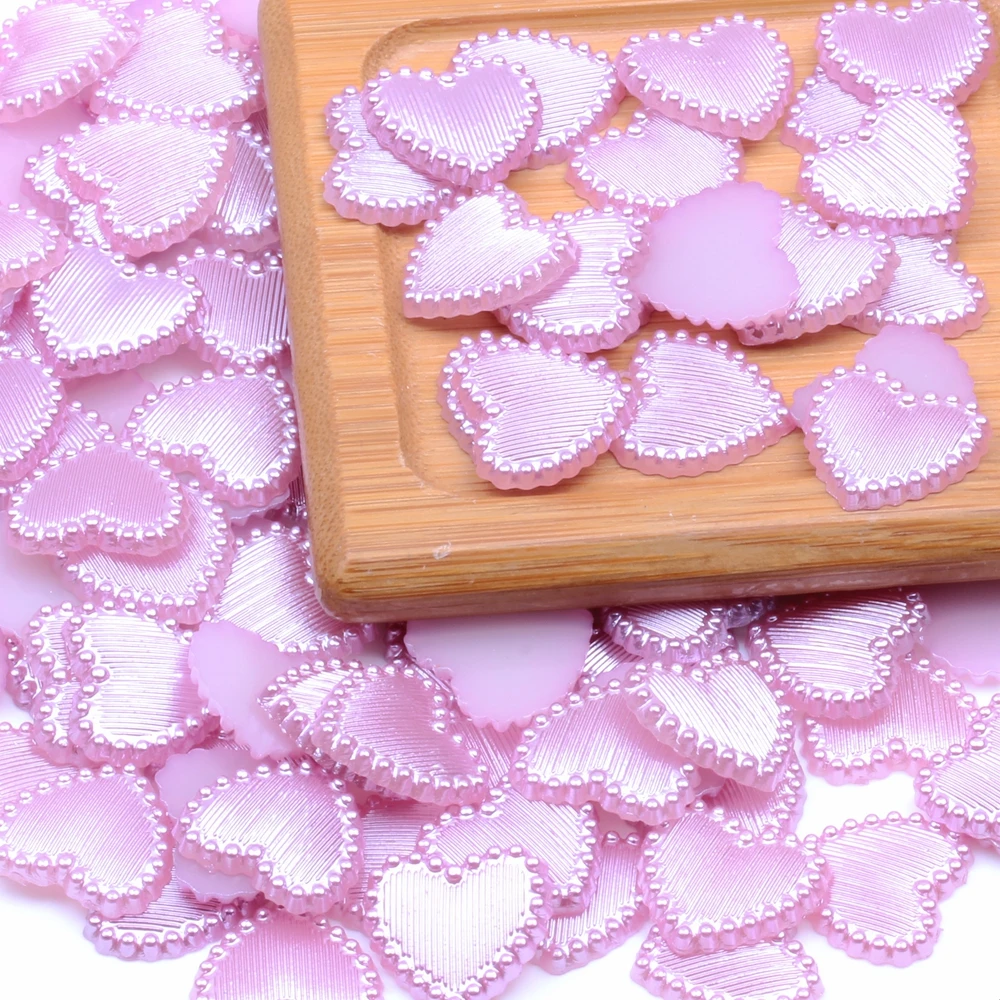 

1000pcs 14mm Heart Shape Flatback Half Pearls Rhinestone For Nail Art Cellphone DIY Jewelry Crafts Decorations
