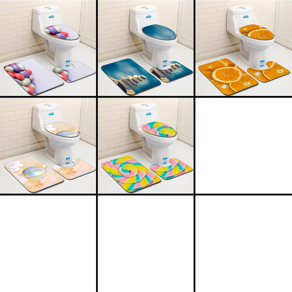 

Nordic 3Pcs Bath Mat Set Flannel Anti Slip Bathroom Toilet Shower Room Decor Rug Carpet Bathroom Bath Mat Set