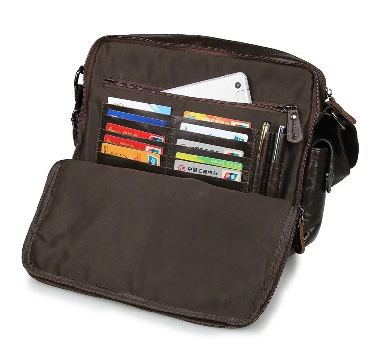 

Nesitu Vintage Coffee Color Real Skin Genuine Leather Small Men Messenger Bags #M7332