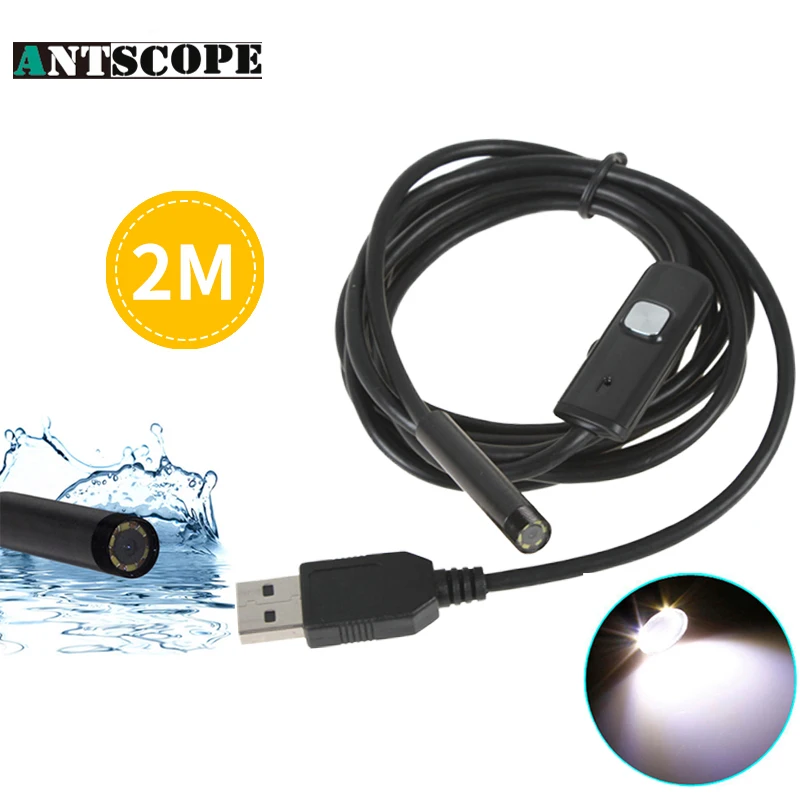 Antscope 2 м USB Камера эндоскопа Регулируемая Кнопка 6LED IP67 Водонепроницаемый сбоку