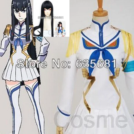 + Парик Cos KILL la Satsuki Kiryuin косплей костюм для девочки школьная форма белая|cosplay