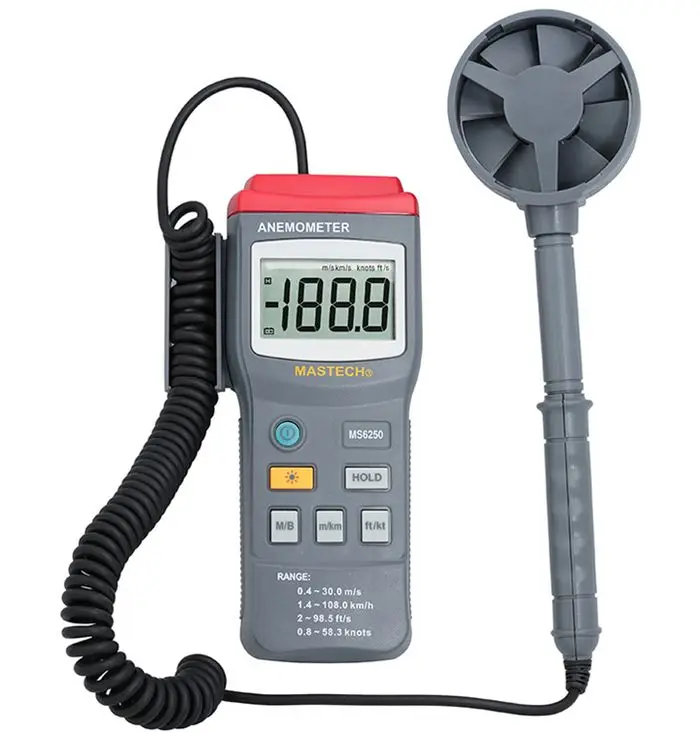 Цифровой анемометр MASTECH MS6250 портативный электронный ветровой инструмент