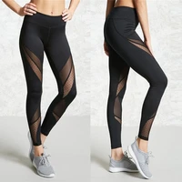 sexy women leggings gothic insert mesh design sport pants black capris sportswear new fitness leggings gym workout tights