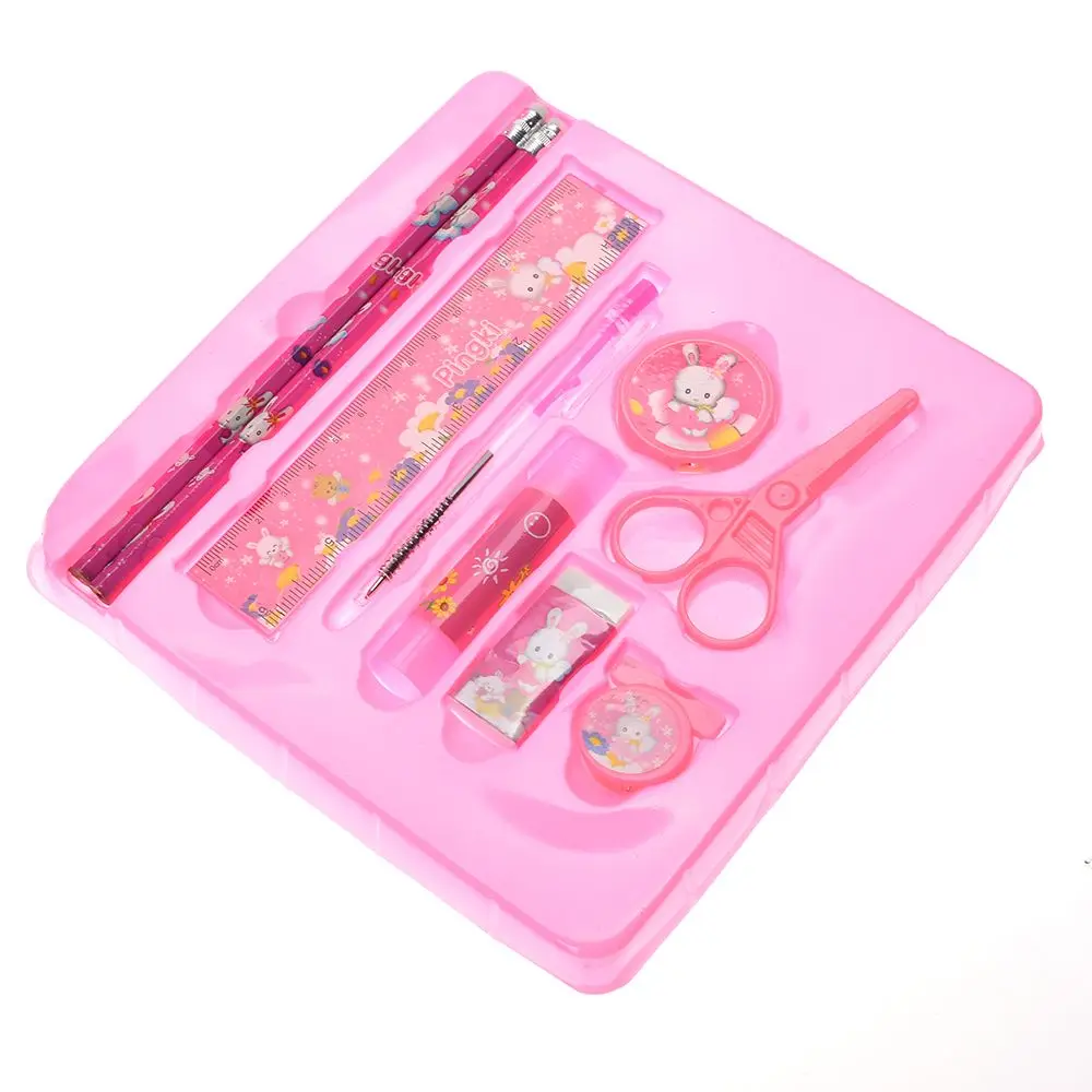 Недорогой мультяшный милый блокнот карандаш линейка ластик точилка 9 в 1