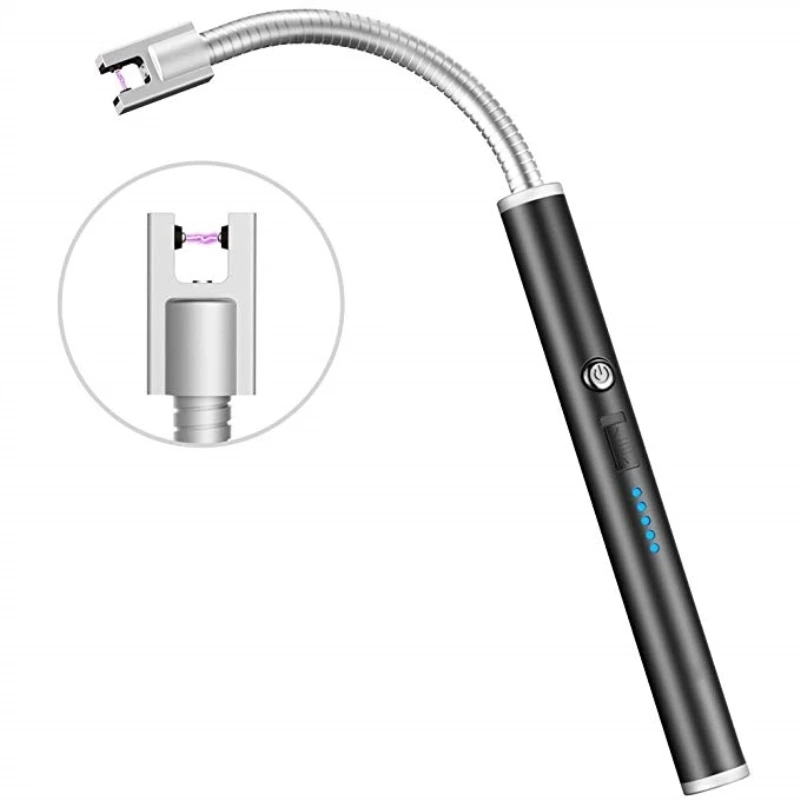 

Longer Flexible Plasma Arc Lighter LED Battery Display USB Electric Lighter Kitchen Candle Lighter For BBQ Cooking Cigarette Use