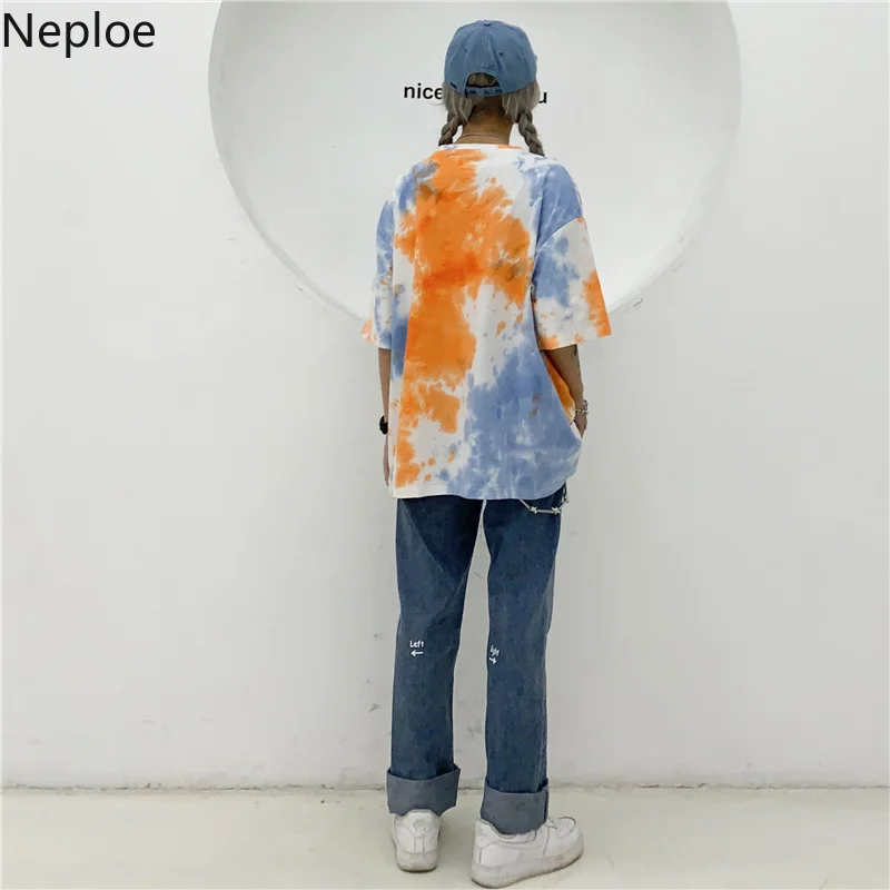 Neploe Harajuku винтажная женская футболка контрастный цвет панк свободная футболка Bf студенческий топ с коротким рукавом Лето корейский 38822