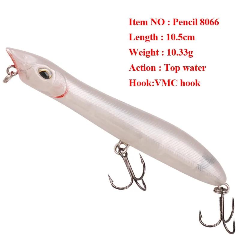 Topwater приманка-карандаш, жесткие рыболовные приманки, 10,5 см/10,33 г, 3D глаза, пластиковый воблер, соленая вода, искусственные жесткие приманки, морские рыболовные инструменты