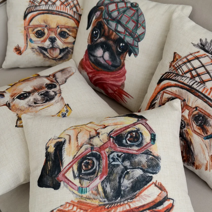 Милый щенок цифровые печатные наволочка с принтом собаки Декоративные Чехлы для