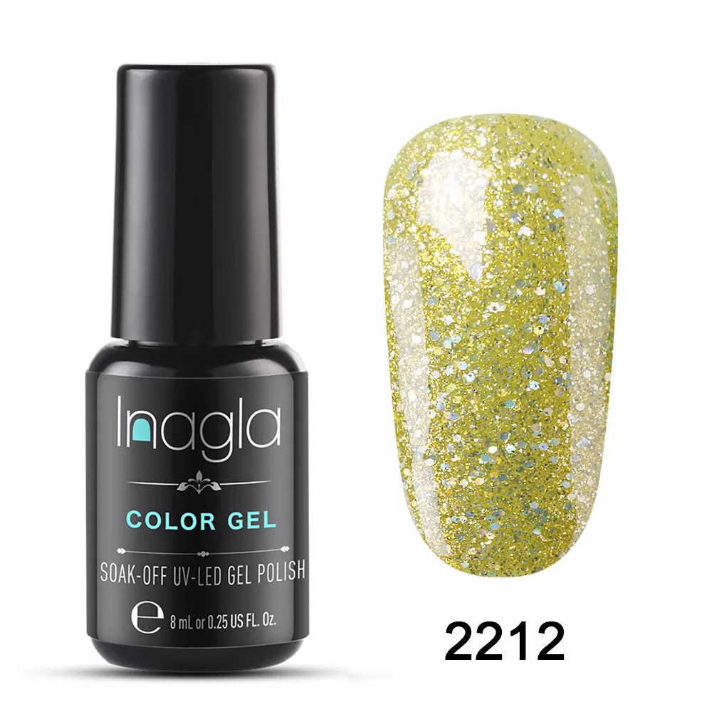 Inagla 8ML Yellow Series Pure Color Gel Nail Polish Long Lasting 20 Colors UV LED Varnish Lacquer Soak Off Enamel | Красота и
