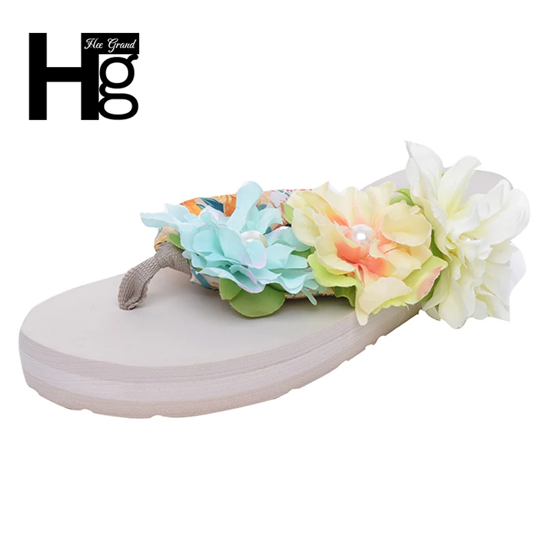 HEE GRAND/богемные женские пляжные сланцы с цветами Летние Стильные Нескользящие