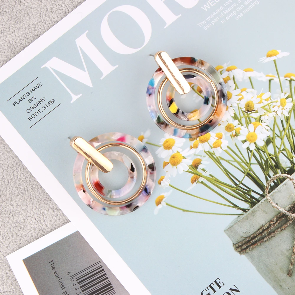 Женские акриловые серьги с круглым леопардовым принтом серьги-подвески из