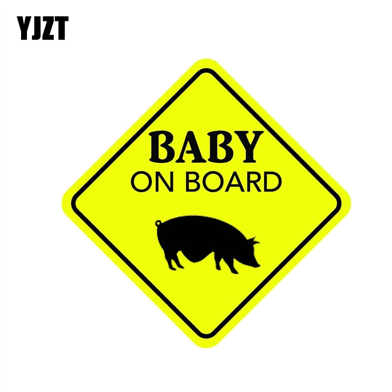 YJZT 13.5CM*13.5CM BABY ON BOARD Cute Pig PVC Decal Lovely Car Sticker 12-40264