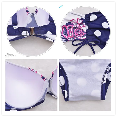 Женский купальный костюм в горошек бикини большого размера размера|Купальники| |
