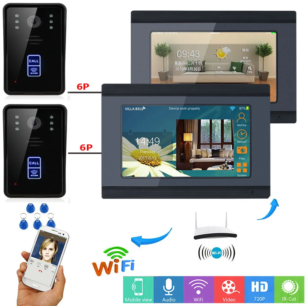 Yobang охранное приложение управление 7 дюймов ЖК-дисплей Wifi беспроводной видео