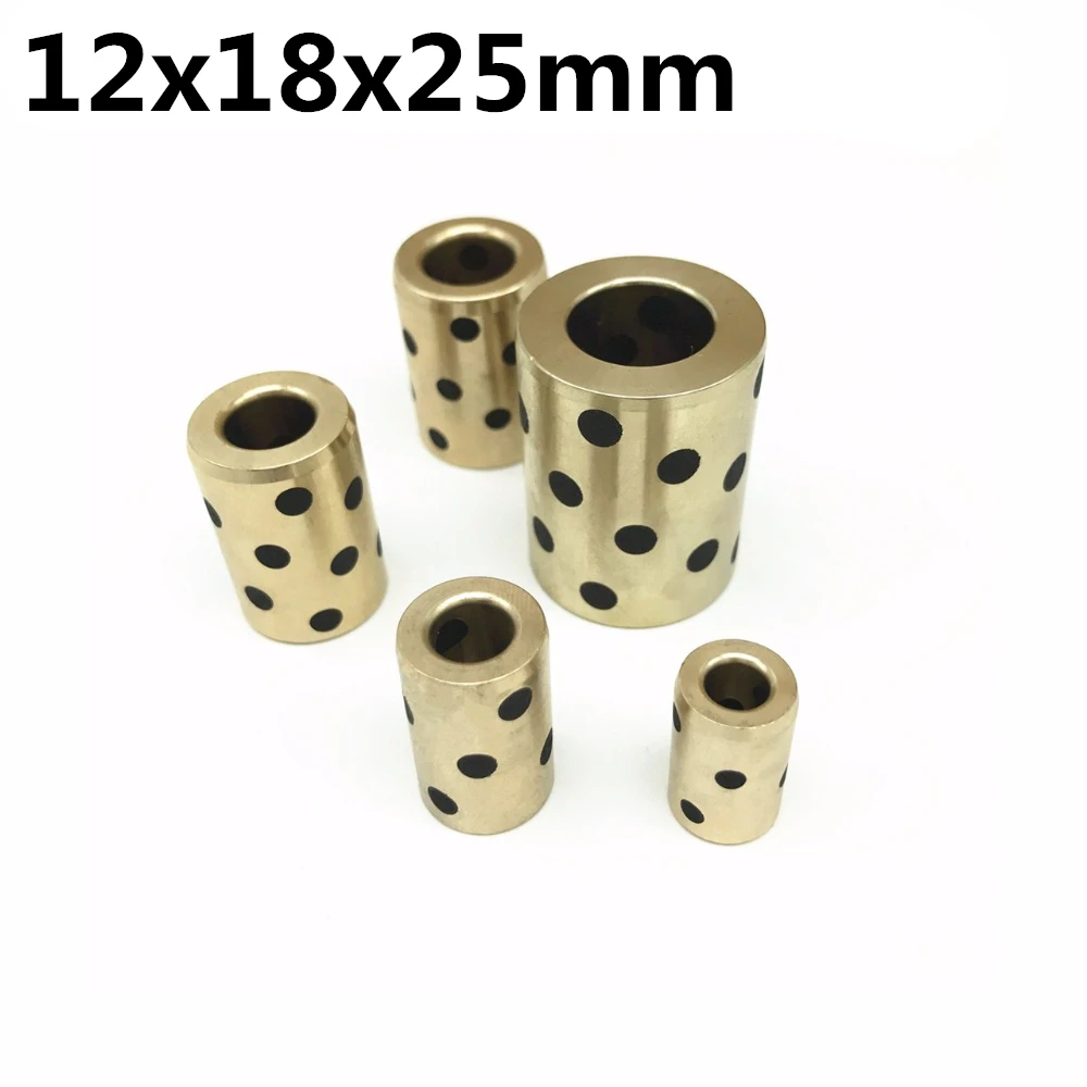 2pcs 12x18x25 mm linear graphite copper set bearing copper bushing oil self-lubricating bearing JDB for shaft 12mm