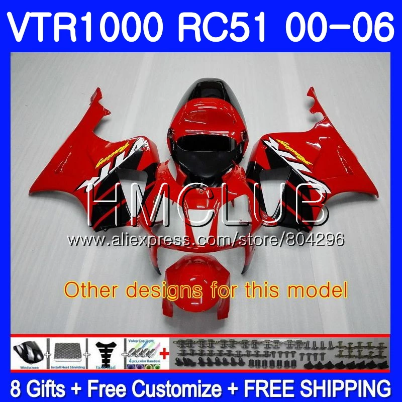 Синий красный обтекатель для HONDA VTR1000 2000 2001 2002 2003 2004 2005 2006 80HM. 5 RTV1000 VTR 1000 RC51 SP1 SP2 01 02 03