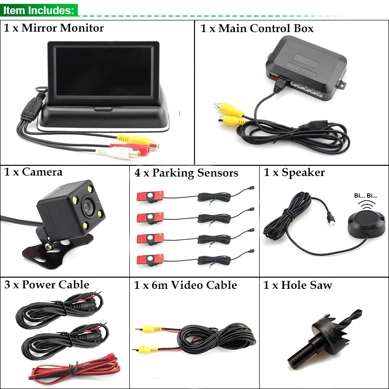 4.3 inch Folding Car in-Dash Monitor Video Parking Sensor Reverse Backup Assistance Trajectory Rearview Camera | Автомобили и