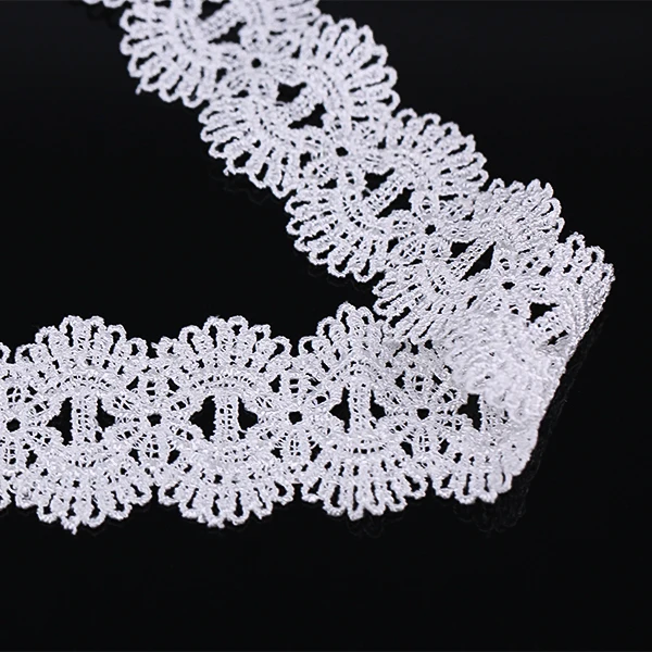 Вышитая кружевная обрезка белый Скрапбукинг украшение аппликация лента